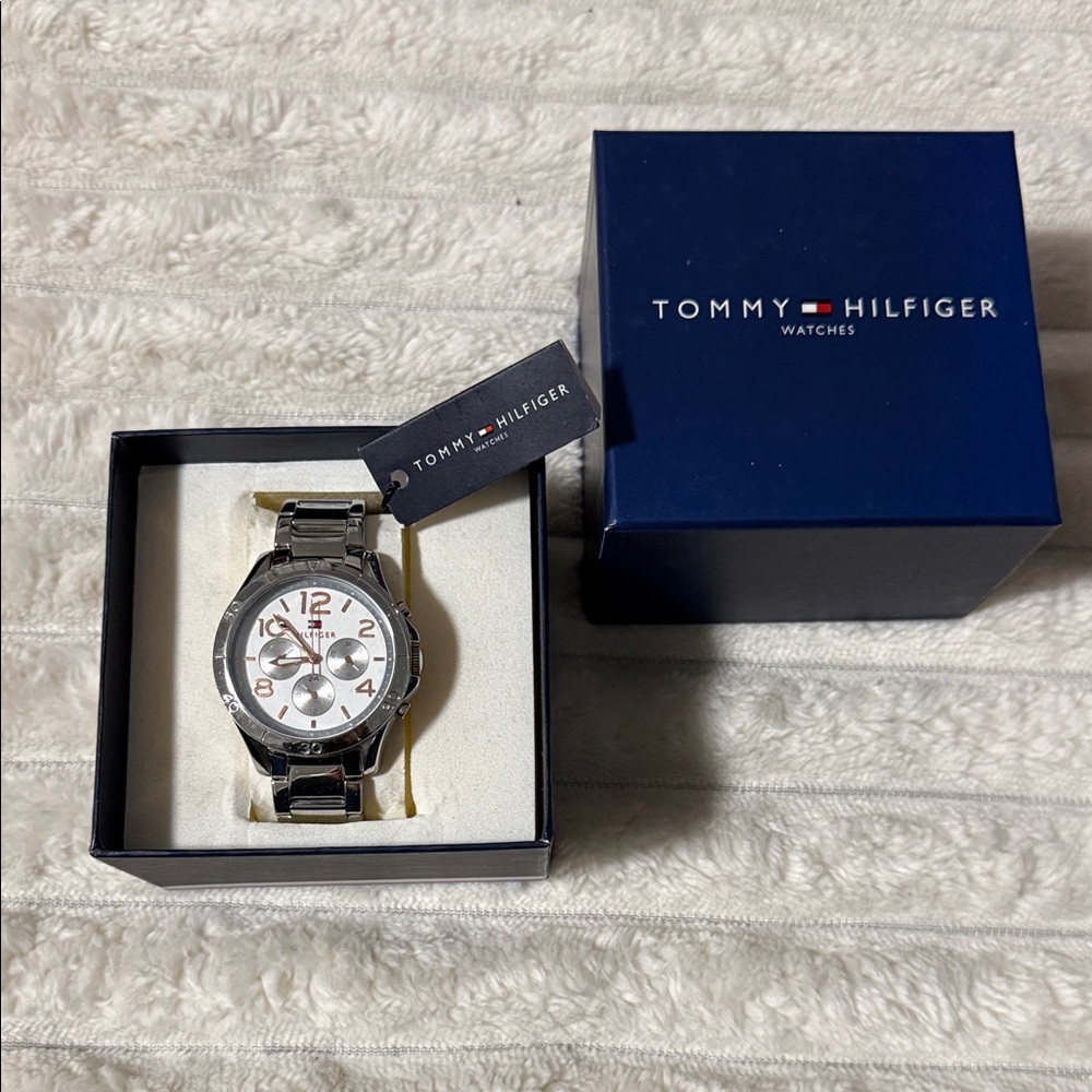 Tommy Hilfiger Silver and White Watch